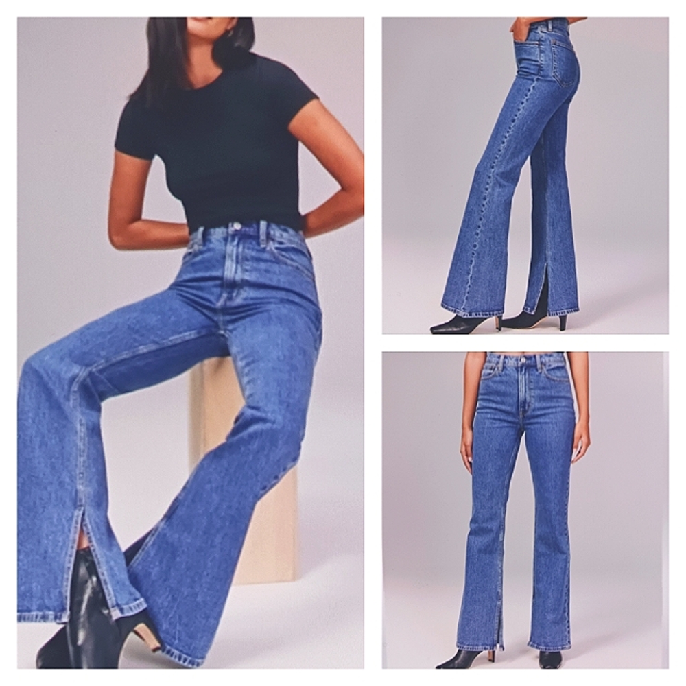 Abercrombie & Fitch Blue Curve Love Split Hem Jeans
